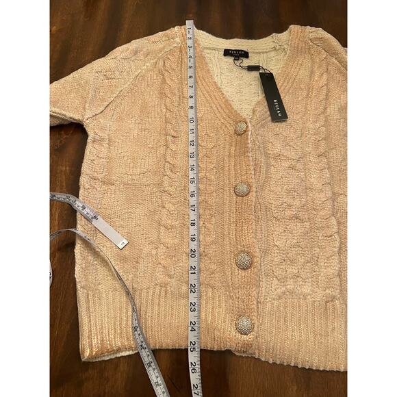 NWT Beulah Style Brielle Champagne Cable Knit Gold Metallic Cardigan Size All - Picture 14 of 14